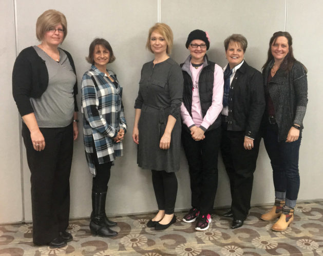 Courtesy Photo On hand for the recent distribution of proceeds from the 2016 Zonta Walks for Women Breast Cancer Awareness Walk/5K Run were, from left, Sarah Moe, event co-chair; Leslie Dort, Friends Together; Nicole Stark, Donovan's Serenity & Wellness Spa Wig Program; Ann Diamond, MidMichigan Medical Center, development director; Stacey Cross, cancer survivor; Aneka Wagner, event co-chair. Not pictured is Mega Matuzak, M3 Salon Wig Program.